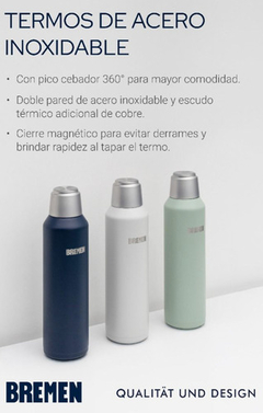Termo Bremen 1l 1 Litro Acero Inox Tapa Magnetica Gris - comprar online