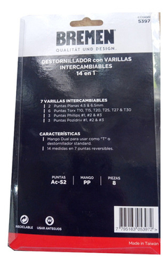 Destornillador Varillas Intercambiable 14 En 1 Bremen 5397 en internet