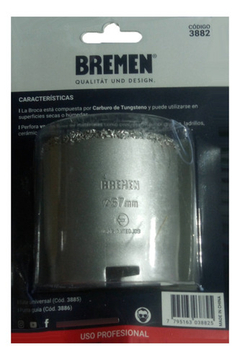 Mecha Broca Copa Tungsteno 67mm Ceramica Pared Bremen 3882 en internet