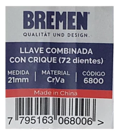 Llave Combinada Crique 21 Mm 72 Dientes Bremen 6800 en internet