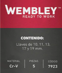 Set Juego De 5 Llaves Combinadas 10 A 19mm Wembley 7923 - comprar online