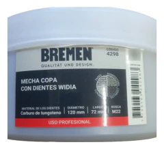 Sierra De Copa 120mm Diente De Widia Pared M22 Bremen 4298 - Herramientas Dali