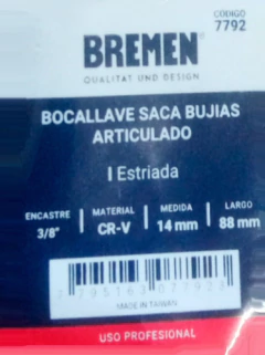 Tubo Bocallave Saca Bujias Articulado 14 Mm 3/8 Bremen 7792 - comprar online