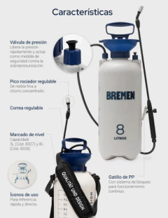 Pulverizador Fumigador Manual Bremen 8lt Pico Ajustable 8328 en internet