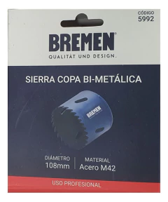Mecha Sierra Copa Bimetalica Bremen 5992 108mm Acero M42 - comprar online