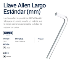 1 Llave Allen L Bremen De 7mm 7316 - Herramientas Dali