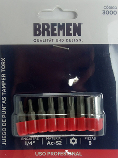 Juego Puntas Bremen Tamper Torx 8pz Enc 1/4 P/acero 3000 en internet