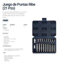 Juego De Puntas Ribe Bocallaves Set 21 Pzs Bremen 8309 - tienda online