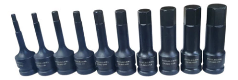 Set Juego 10 Tubos Bocallave 1/2 Allen Impacto 5mm A 19mm