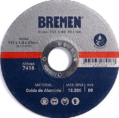 Disco De Corte Por Unidad De 115 X 1.0 X 22 Mm Bremen 7416