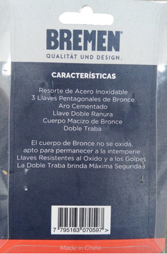 Candado Bronce Reforzado Cementado 60 Mm Bremen 7059 en internet