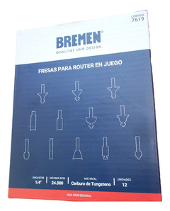 Imagen de Juego Fresas Router Madera Bremen 12 Piezas Enc 1/4 7619