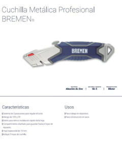 Cuchilla Cutter Hoja Trapezoidal Durlock Curvo Bremen 8039 en internet