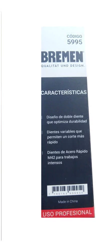 Mecha Copa Madera Metal Plastico Bremen 127 Mm Bimetal 5995 - tienda online