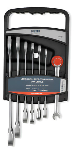 Set Llaves Combinadas Con Crique Bremen 7 Pzs 8 A 19 Mm 7775