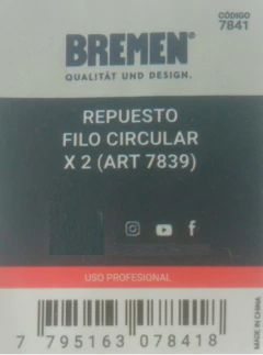 Repuesto Para Pinza Filo Circular Doble Disco Bremen 7841 - comprar online