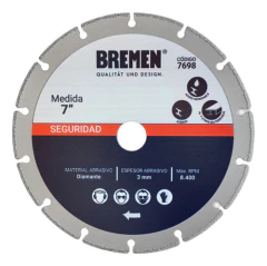 Disco Corte Amoladora Diamantado P/ Metal 180mm Bremen 7698