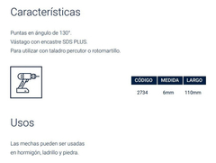 Mecha Broca Widia Sds Plus Hormigon 6 X 110mm Bremen 2734 en internet