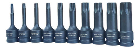 Set Juego 10 Tubos Bocallave 1/2 Torx Impacto T30 A T100