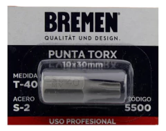 Punta Torx Bremen T40 Corto Encastre 10mm Largo 30mm 5500