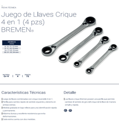 Set Llaves Combinadas Crique Bremen 4 En 1 De 8a24 Mm 7809 - tienda online