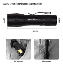 Linterna Aluminio Led Recargable Usb 110 Lum Harden 660713