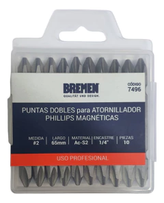Imagen de Set Juego 10 Punta Atornillador Ph2 Doble Magnetica Bremen