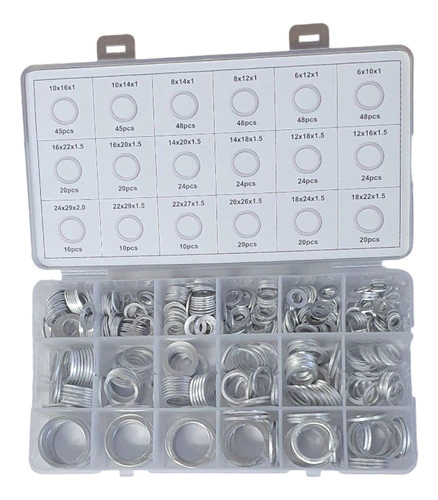 Kit Surtido 508 Arandelas Planas Aluminio Eurotech