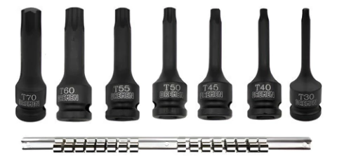 Juego Tubo Bocallave Torx Impacto 7pz T30 A T70 Bremen