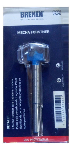 Mecha Madera Forstner 20 Mm Bisagras Carpinteria Bremen 7525 en internet