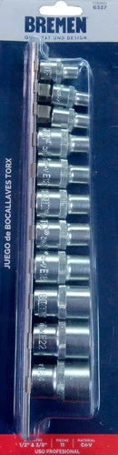 Juego Tubo Bocallave Torx 11pzs Enc 1/2 3/8 PuLG Bremen 6337 - tienda online