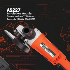 Amoladora Angular 180mm 7 Pulgadas 2200w Argentec As227