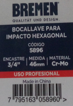 Llave Tubo Alto Impacto Hex 46mm Enc 3/4 PuLG Bremen 5896 - Herramientas Dali