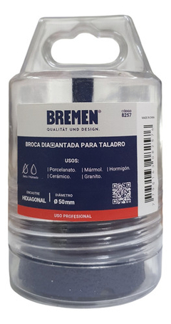 Broca Diamantada 50mm Taladro Encastre Hexagonal Bremen 8257 - Herramientas Dali