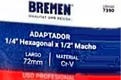 Adaptador Taladro Hexagonal 1/4 A Cuadrado 1/2 Bremen 7390 - comprar online
