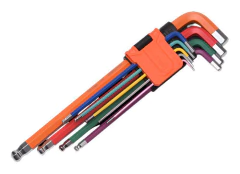 Set Llaves Allen Colores 9 Pzs Punta Bola 1.5-10 Mm Harden