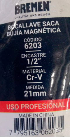 Tubo Saca Bujia Enc 1/2 De 21 Mm Magnetico Bremen 6203 - tienda online