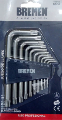 Llaves Bremen 6906 Juego Torx Tamper 10 Piezas En L - Herramientas Dali