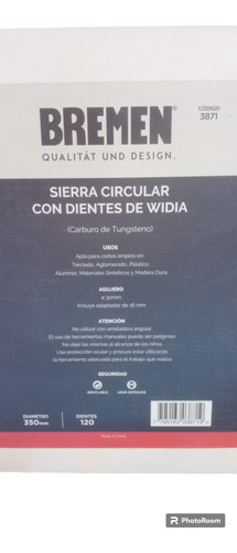 Sierra Circular 350 Mm X 120 Dientes Widia Bremen 3871 Corte en internet