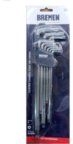 Juego Llaves Torx Tamper Extra Largas 9pzs T10 A T50 Bremen en internet