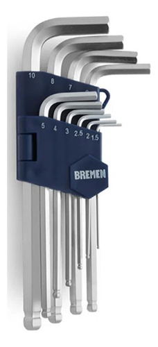 Llaves Allen Bremen Juego Metrico 10pz Punta Bola En Mm 7096