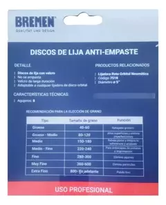 Disco Lija 5 125mm G100 X20 Roto Orbital Abrojo Bremen 7604 en internet