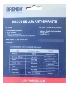 Disco Lija 5 125mm G320 X20 Roto Orbital Abrojo Bremen 7610 - tienda online