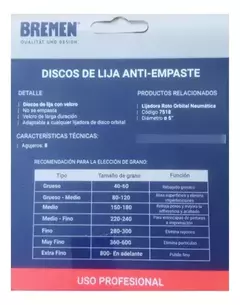 Disco Lija 5 125mm G400 X20 Roto Orbital Abrojo Bremen 7611 en internet