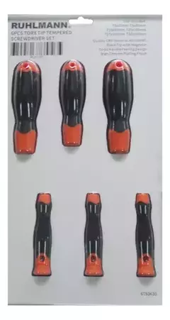 Juego Destornilladores Torx T6 T8 T10 A T30 Ruhlmann Ru6750 - comprar online