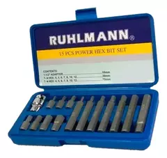 Juego Puntas Allen Hex Enc 1/2 15 Piezas Metricas Ruhlmann