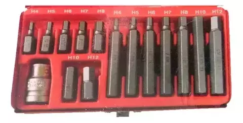 Juego Set 15 Puntas Hexagonales Caja Metálica Gd Tools