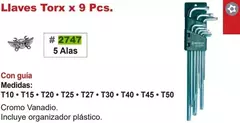 Llaves Torx Estrella 5 Puntas L 9pzs Largas Eurotech Eu2747 - Herramientas Dali