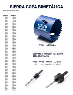 Mecha Copa Madera Metal Plastico Bremen 152 Mm Bimetal 7742 en internet