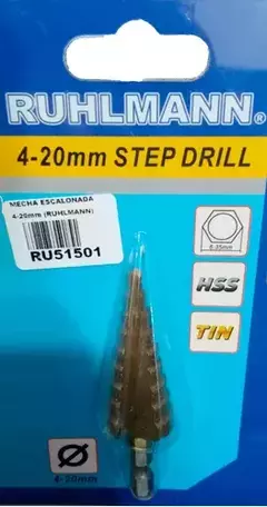 Mecha Escalonada 4 A 20 Mm Broca Titanio Ruhlmann Ru51501 - comprar online